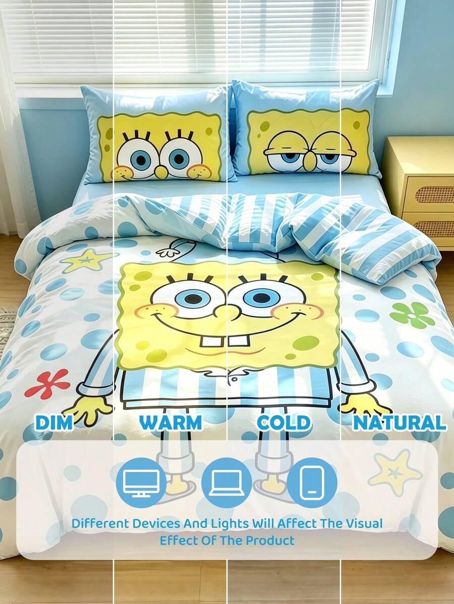 SpongeBob SquarePants Set posteljine od 3 komada, mekan i topao brušeni materijal
