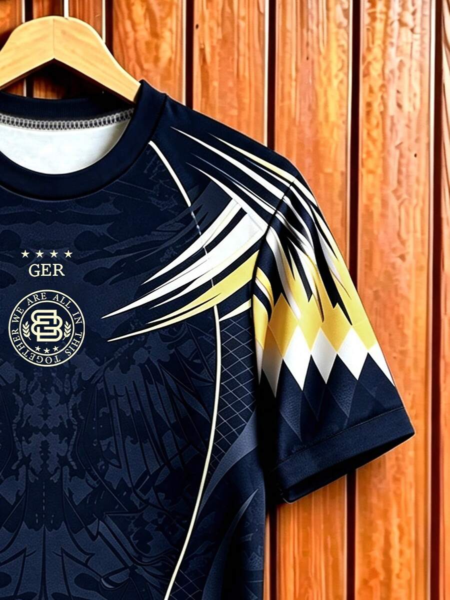 Muški fudbalski dres sa geometrijskim printom, kratkih rukava