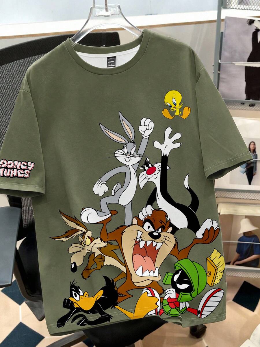 LOONEY TUNES Muška ležerna streetwear majica kratkih rukava sa crtanim printom
