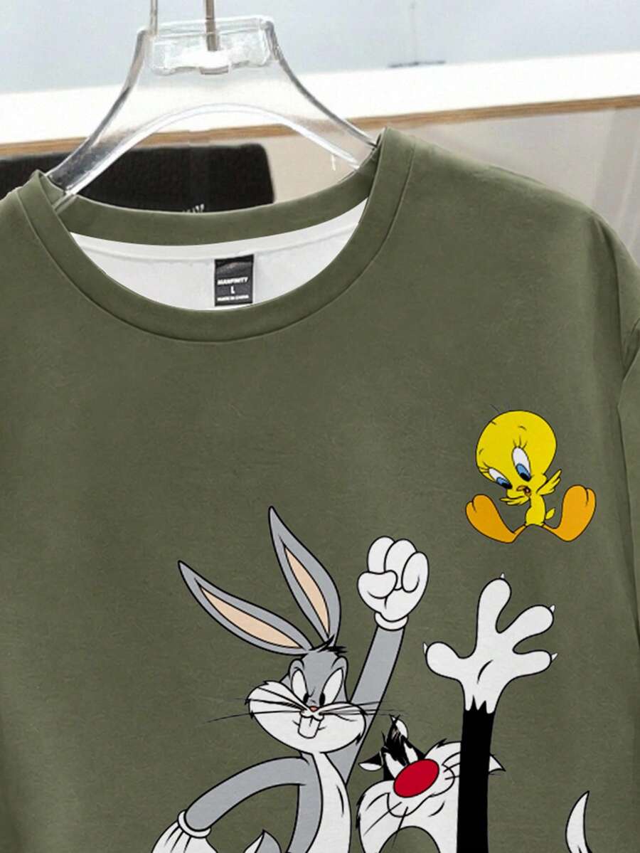LOONEY TUNES Muška ležerna streetwear majica kratkih rukava sa crtanim printom