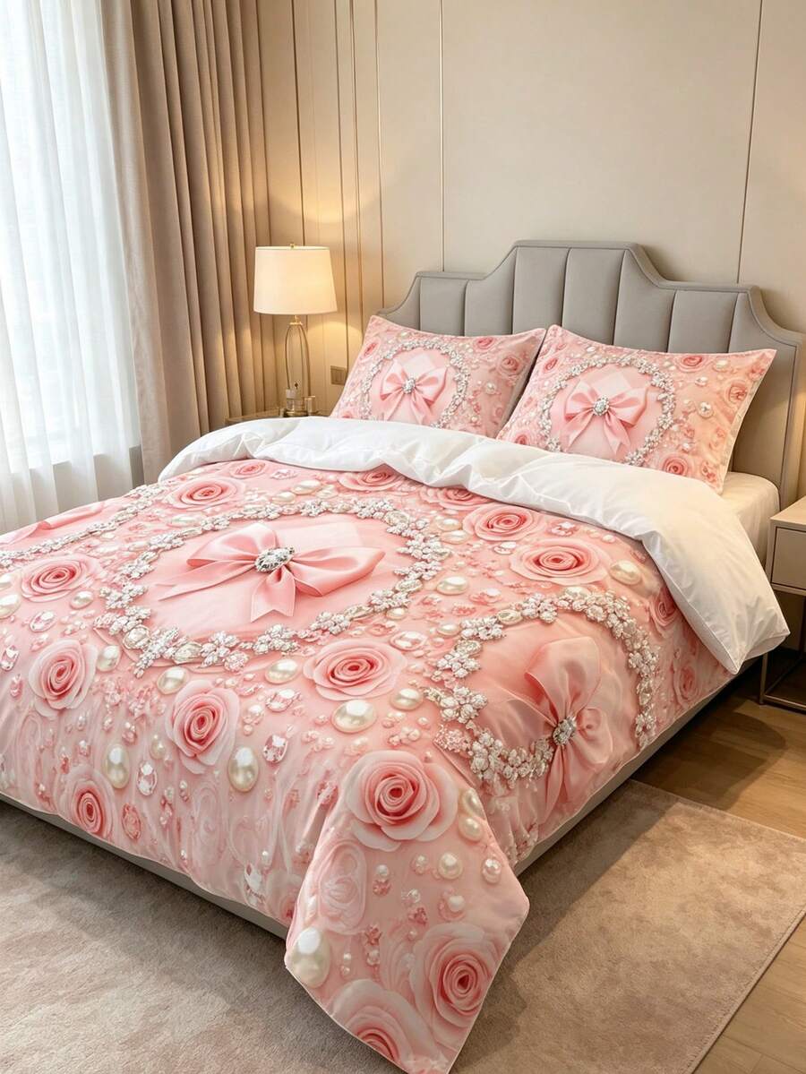 Set posteljine od 3 komada sa YK2 roze printom mašne