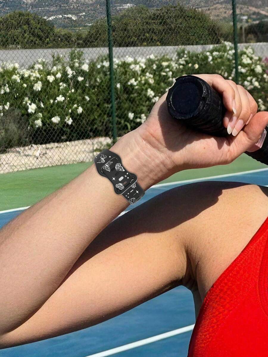 Slatka silikonska narukvica za sat sa urezanim leptirom, kompatibilna sa Apple Watch 38/40/41/42/44/45/46/49 mm