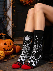 1 par muških pamučnih čarapa do pola lista sa zabavnim šarenim dezenom Halloween disko