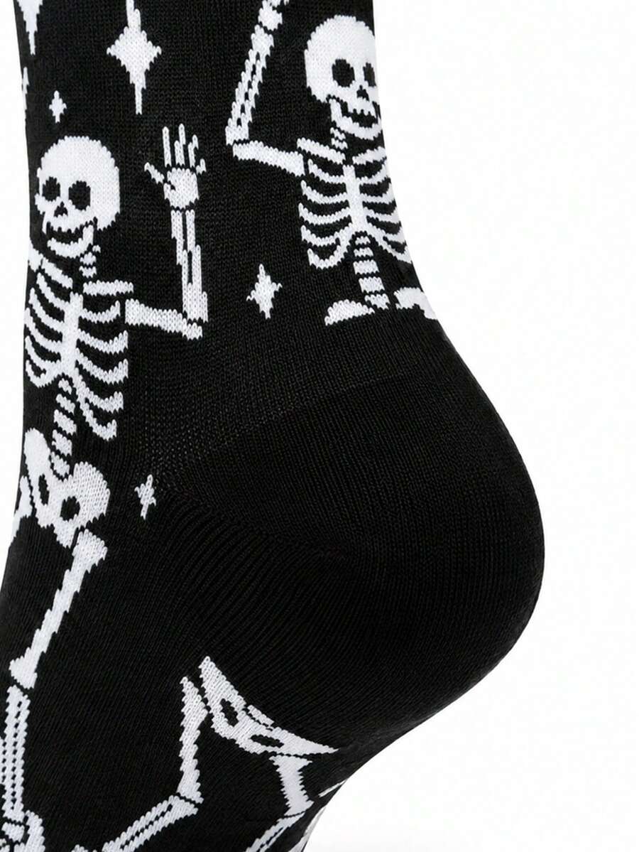 1 par muških pamučnih čarapa do pola lista sa zabavnim šarenim dezenom Halloween disko