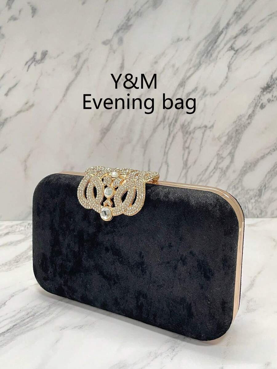Ženska crna torba za žurke od somota, elegantna  visoke klase