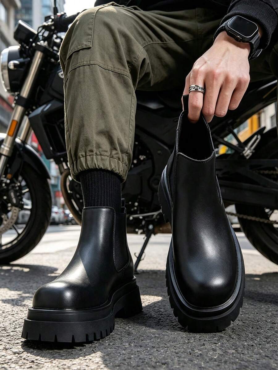 Muške Chelsea čizme sa  debelim đonom, gležnjače, ulične moto čizme
