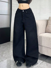 Široke pantalone od teksasa sa štrasom, američki street fashion stil