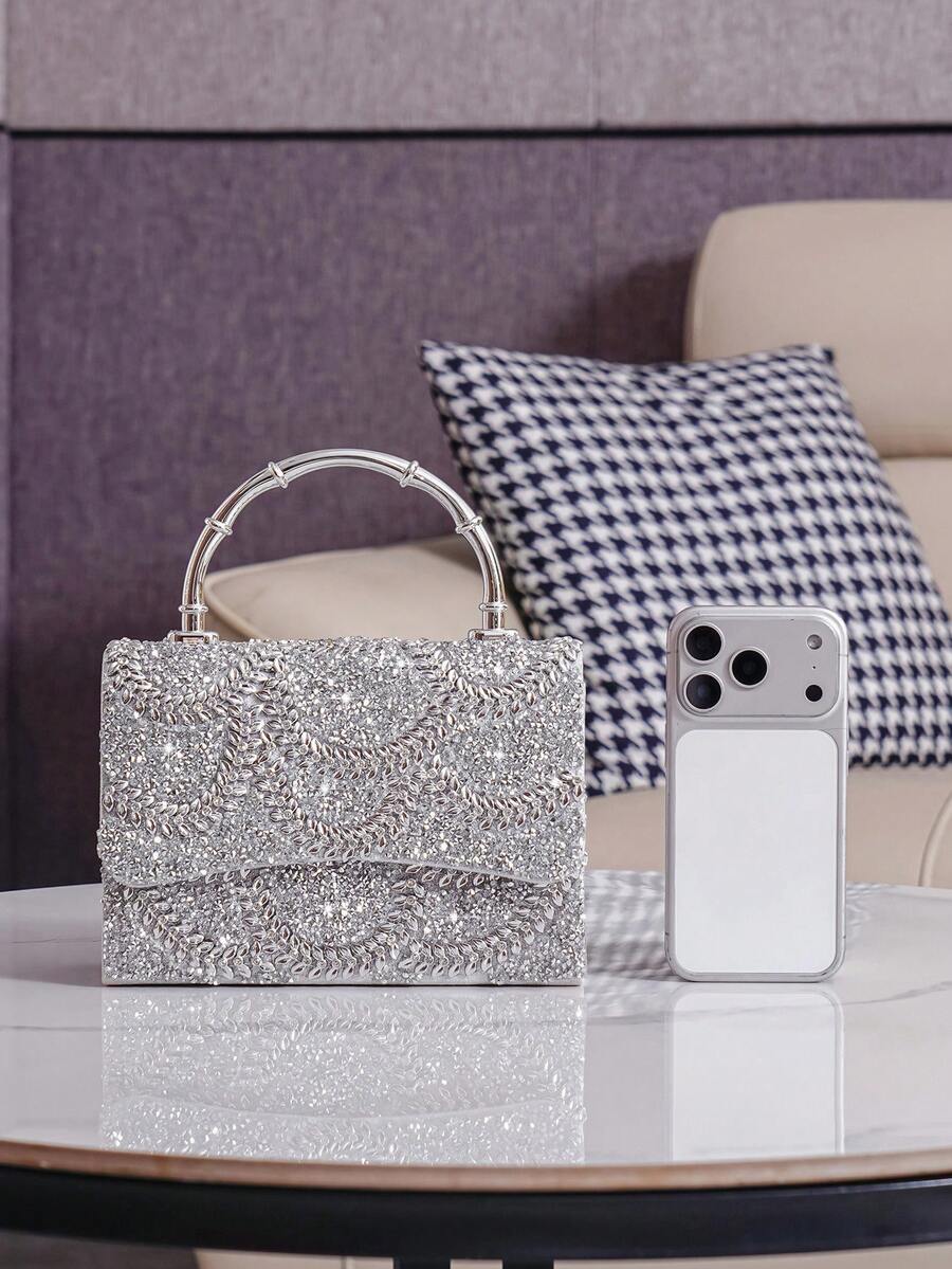 Torba sa šljokicama i kristalima, elegantna