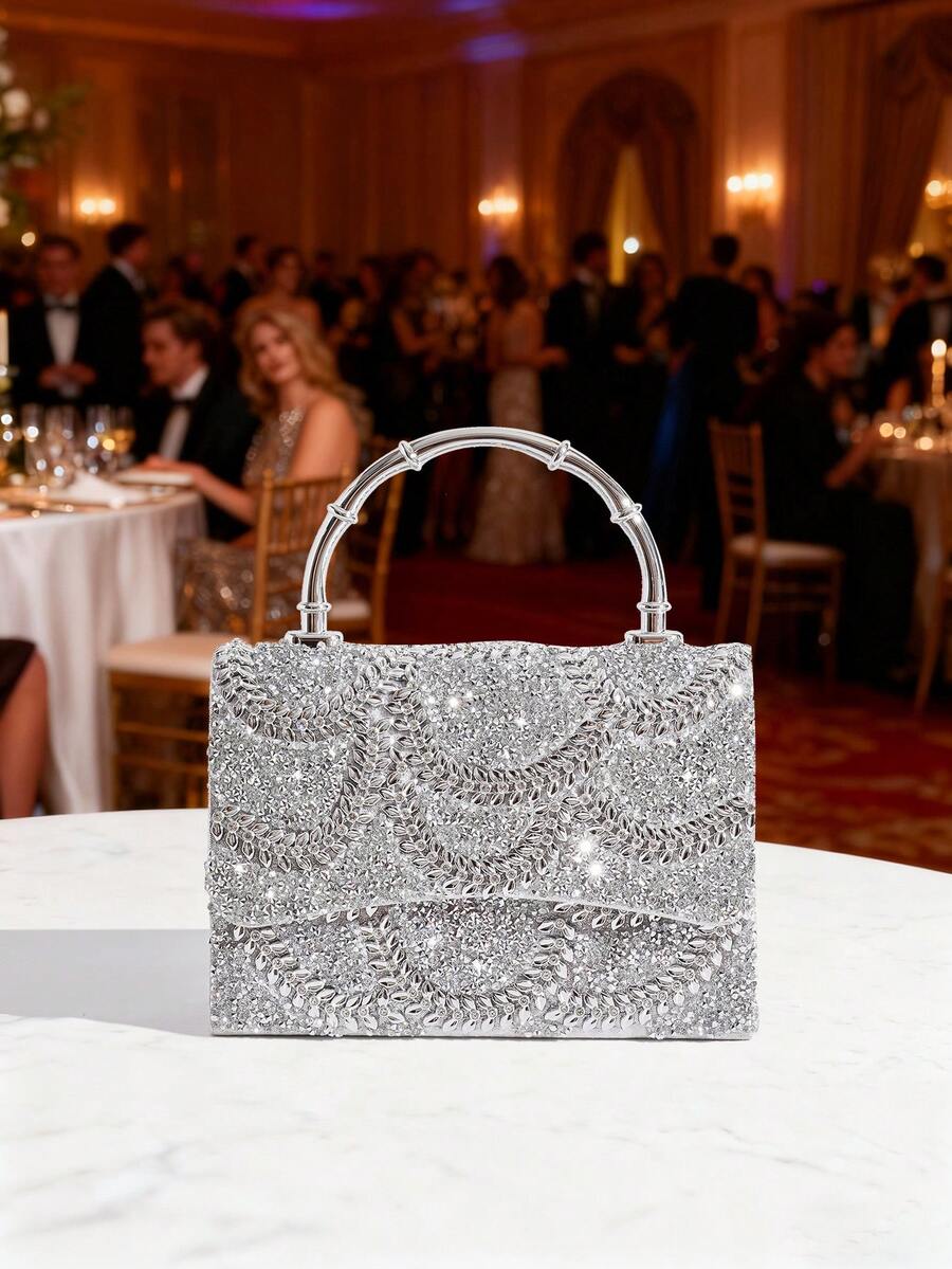 Torba sa šljokicama i kristalima, elegantna