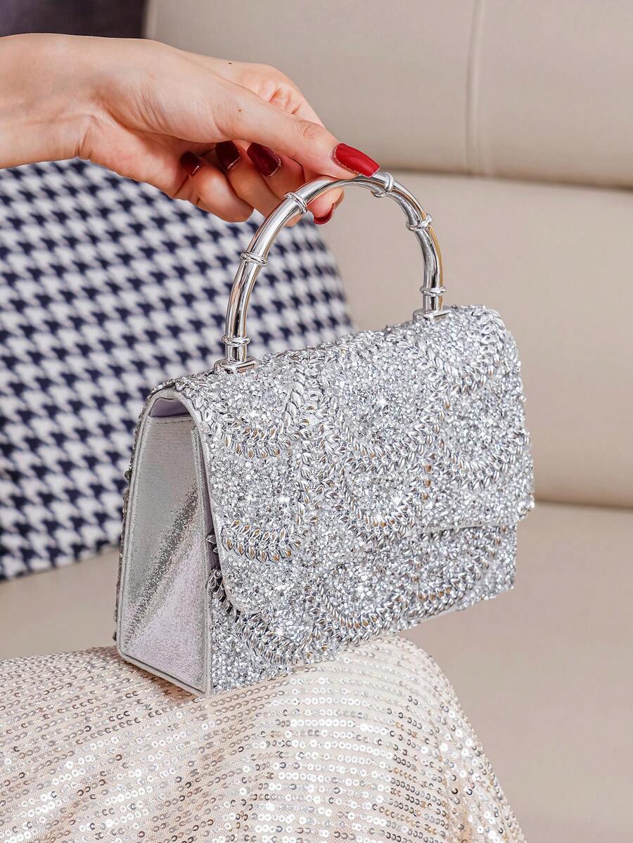 Torba sa šljokicama i kristalima, elegantna