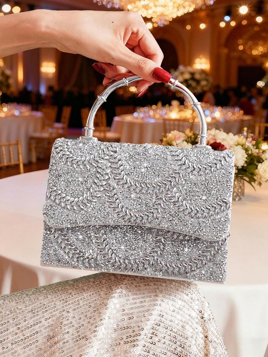 Torba sa šljokicama i kristalima, elegantna