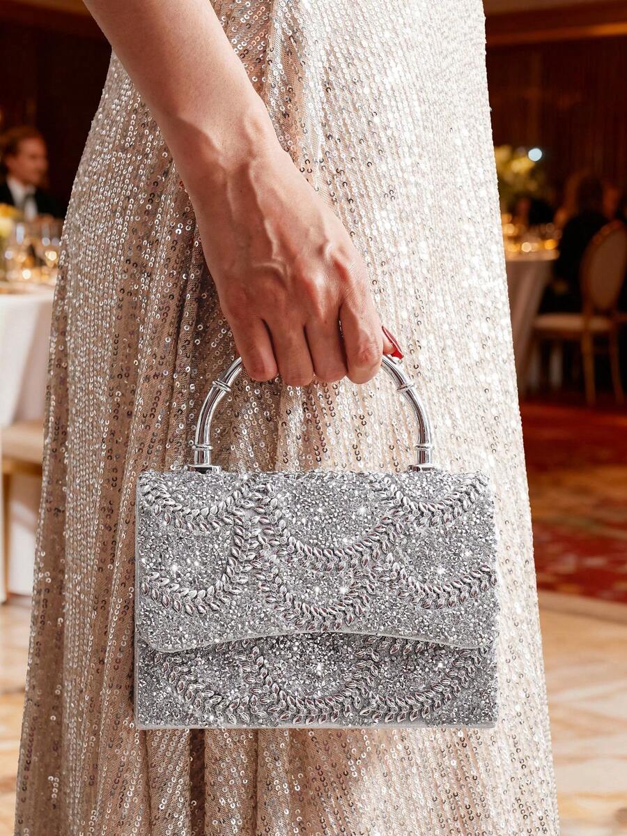 Torba sa šljokicama i kristalima, elegantna
