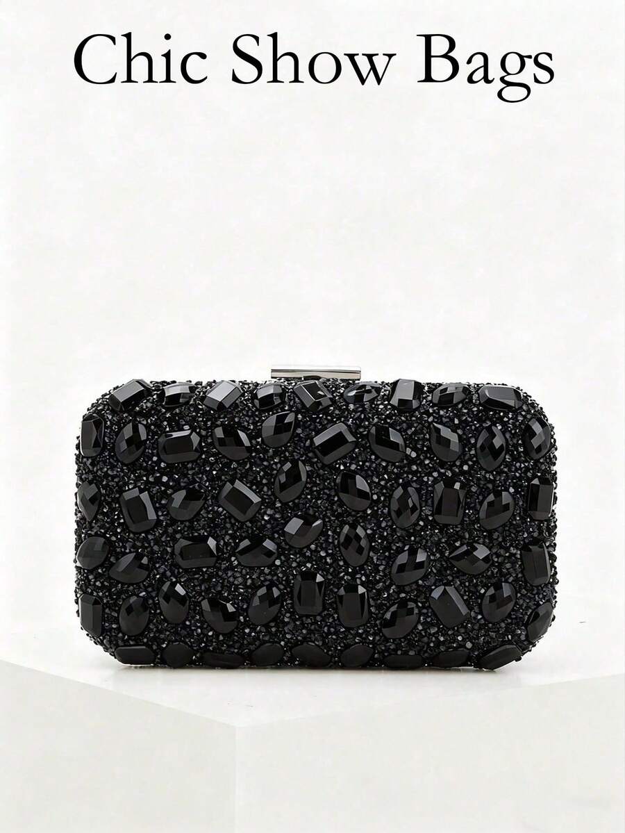 Ženska luksuzna kvadratna clutch torba sa sjajnim kristalima