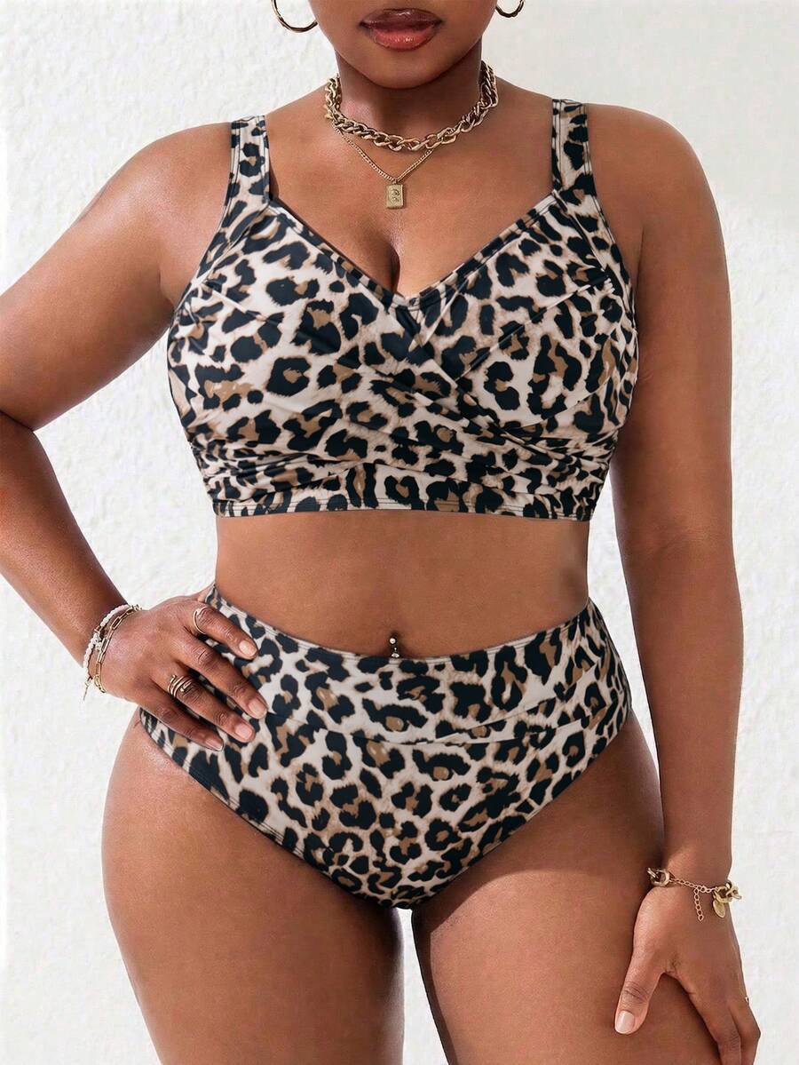 Ženski tankini set za plivanje plus size, 2 dela