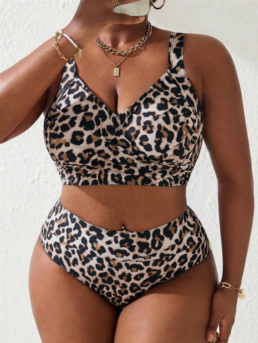 Ženski tankini set za plivanje plus size, 2 dela