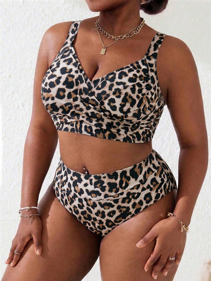 Ženski tankini set za plivanje plus size, 2 dela