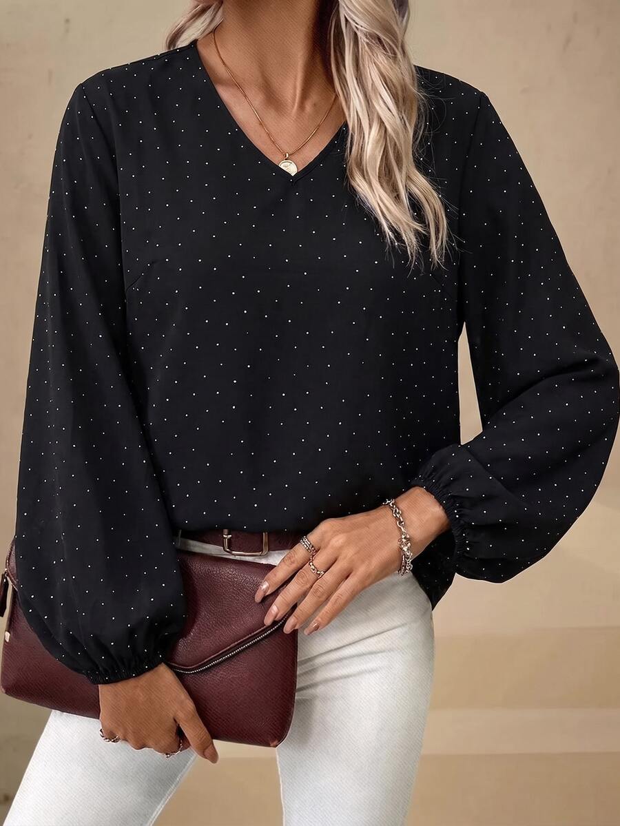 Ženska ležerna košulja plus size sa ombre printom, V-izrezom i lantern rukavima