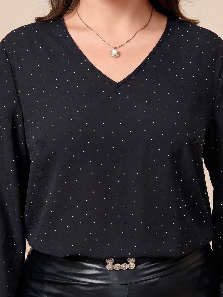 Ženska ležerna košulja plus size sa ombre printom, V-izrezom i lantern rukavima