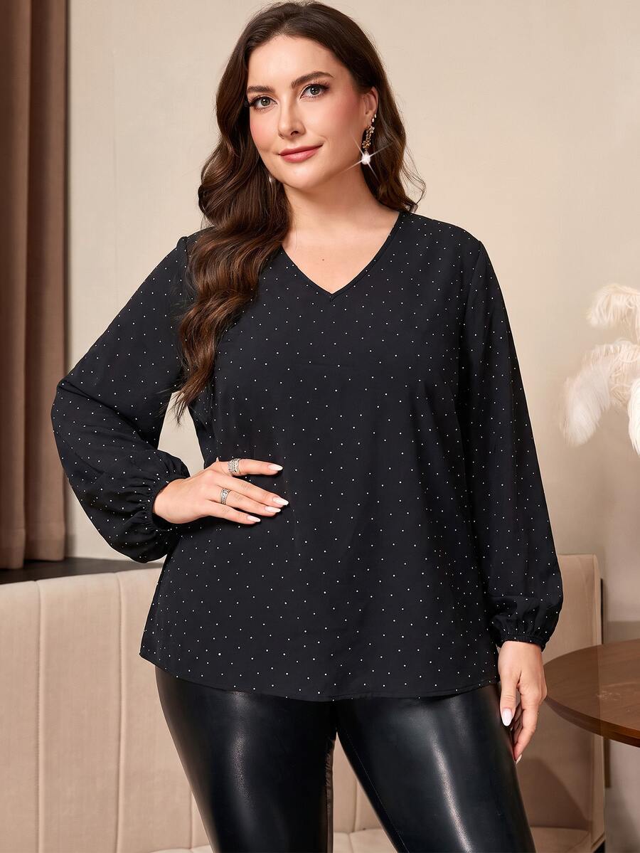 Ženska ležerna košulja plus size sa ombre printom, V-izrezom i lantern rukavima