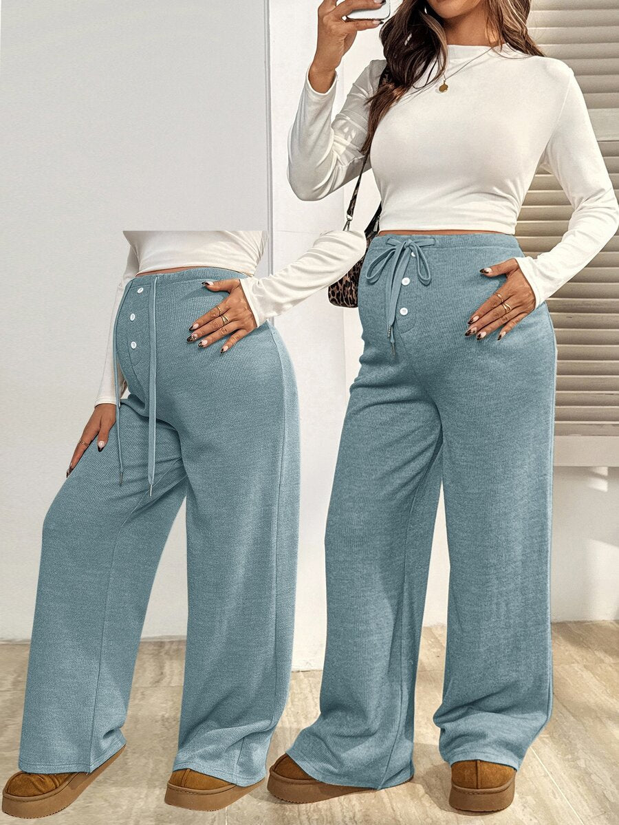 Trudničke ležerne pantalone za jesen i zimu, jednobojne