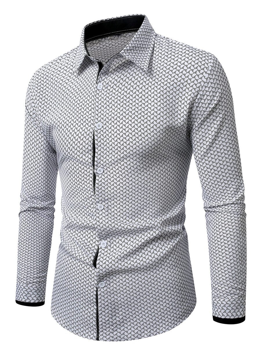 Muška poslovno-ležerna košulja dugih rukava od otporne na gužvanje bojene tkanine