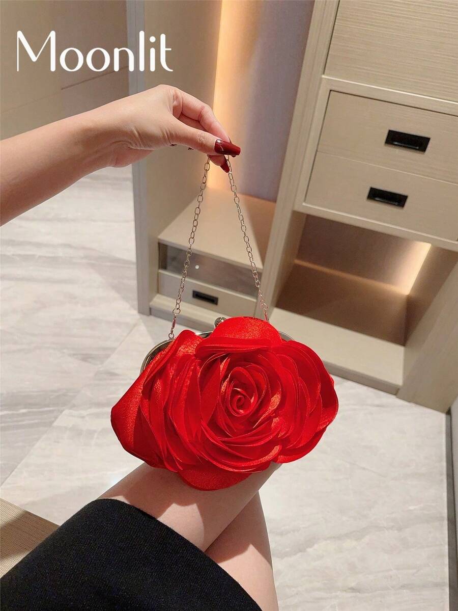 Elegantna večernja torba sa 3D ružom , romantična