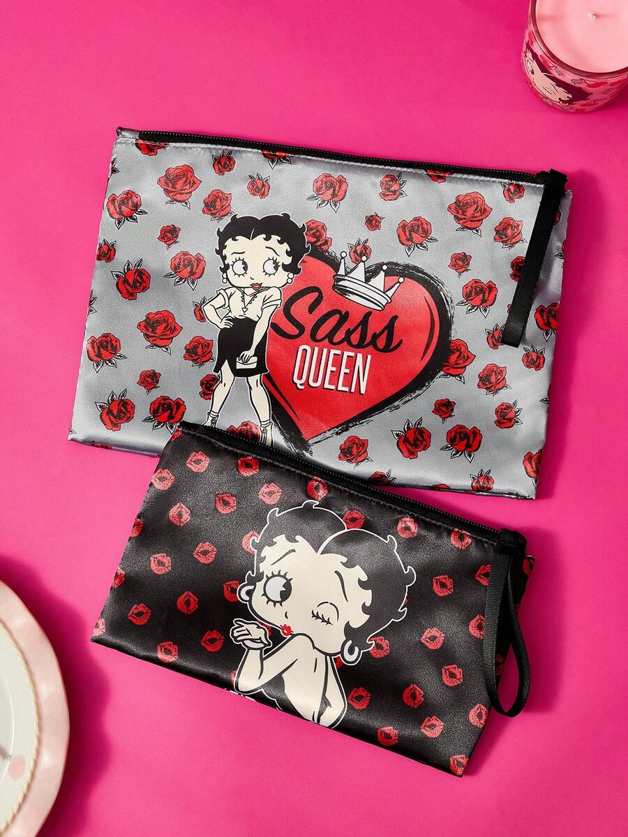 Betty Boop 1 kom set lagane kozmetičke torbe od poliesterskih vlakana sa štampanim crtanim uzorkom