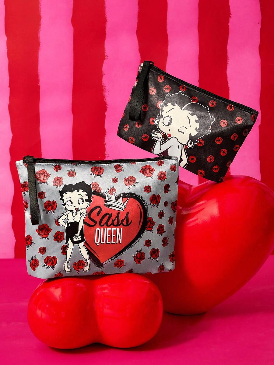 Betty Boop 1 kom set lagane kozmetičke torbe od poliesterskih vlakana sa štampanim crtanim uzorkom