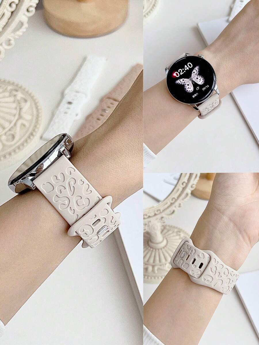 20mm dvobojna silikonska narukvica za sat sa cvetnim reljefom, kompatibilna sa Samsung Galaxy Watch 7 6 5 4 40mm 44mm/5 Pro/6 Classic 47mm/Watch 4 Classic/Active 2, 45mm/Watch 3/Watch 4 Classic 42mm 46mm Watch 6 47mm 43mm