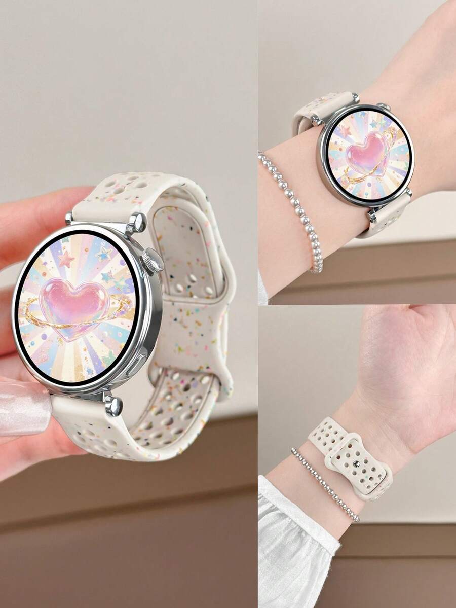 20mm dvobojna silikonska narukvica za sat sa cvetnim reljefom, kompatibilna sa Samsung Galaxy Watch 7 6 5 4 40mm 44mm/5 Pro/6 Classic 47mm/Watch 4 Classic/Active 2, 45mm/Watch 3/Watch 4 Classic 42mm 46mm Watch 6 47mm 43mm