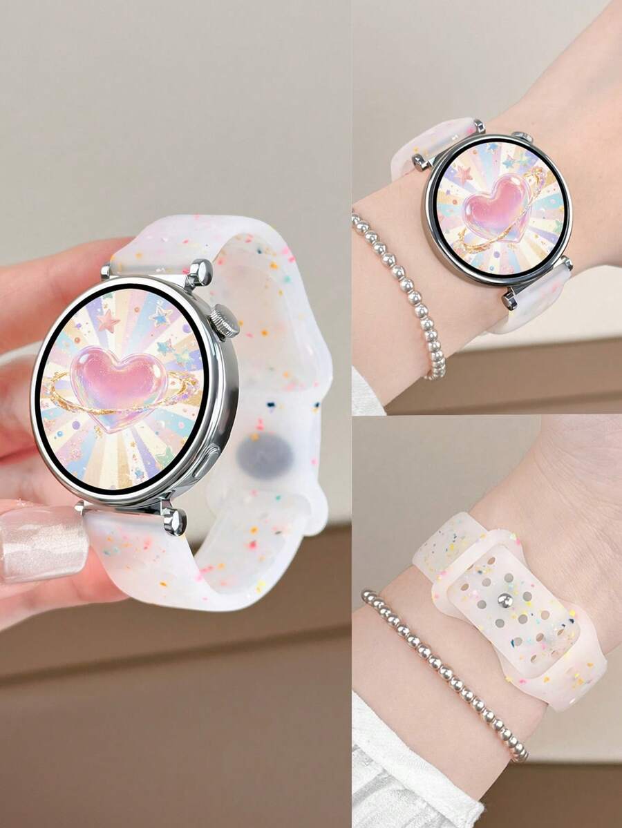 20mm dvobojna silikonska narukvica za sat sa cvetnim reljefom, kompatibilna sa Samsung Galaxy Watch 7 6 5 4 40mm 44mm/5 Pro/6 Classic 47mm/Watch 4 Classic/Active 2, 45mm/Watch 3/Watch 4 Classic 42mm 46mm Watch 6 47mm 43mm