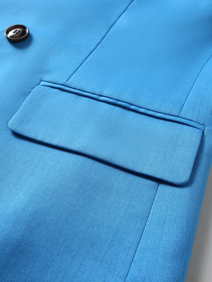 Muški poslovno-ležerni komplet  sa dugim rukavima, sako na kopčanje i ležerne pantalone sa džepovima