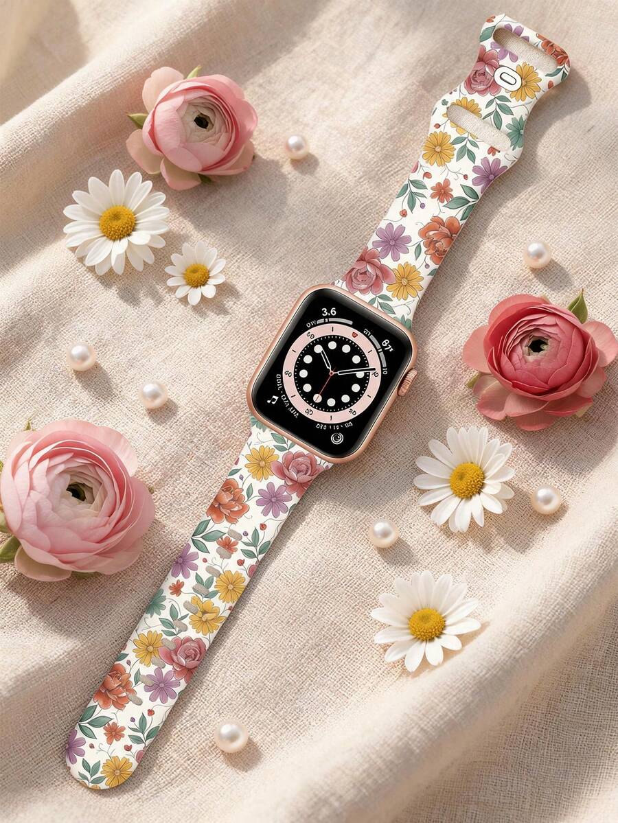 Slatka silikonska narukvica za sat sa urezanim leptirom, kompatibilna sa Apple Watch 38/40/41/42/44/45/46/49 mm