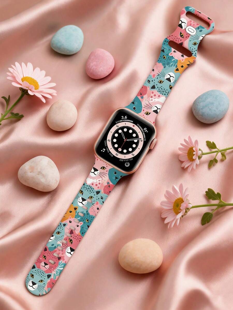 Slatka silikonska narukvica za sat sa urezanim leptirom, kompatibilna sa Apple Watch 38/40/41/42/44/45/46/49 mm
