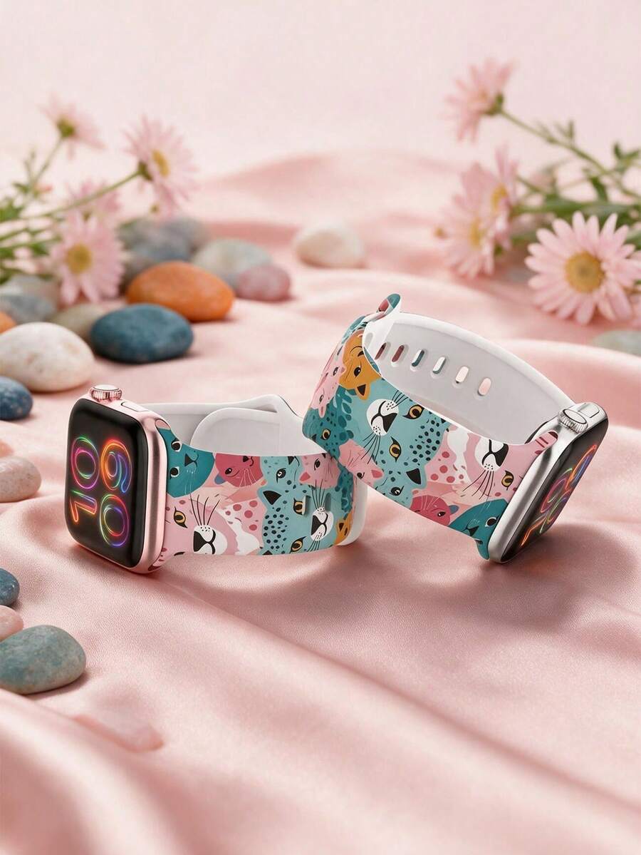 Slatka silikonska narukvica za sat sa urezanim leptirom, kompatibilna sa Apple Watch 38/40/41/42/44/45/46/49 mm