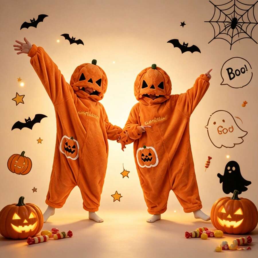 Halloween bademantil sa bundvom, 3D kapuljača sa lampom bundeve i džepovima