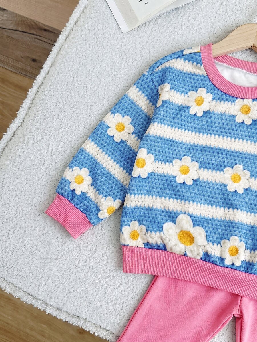 Set od 3 komada za devojčice, udobna jesenja/zimska moda, svež i sladak stil princeze
