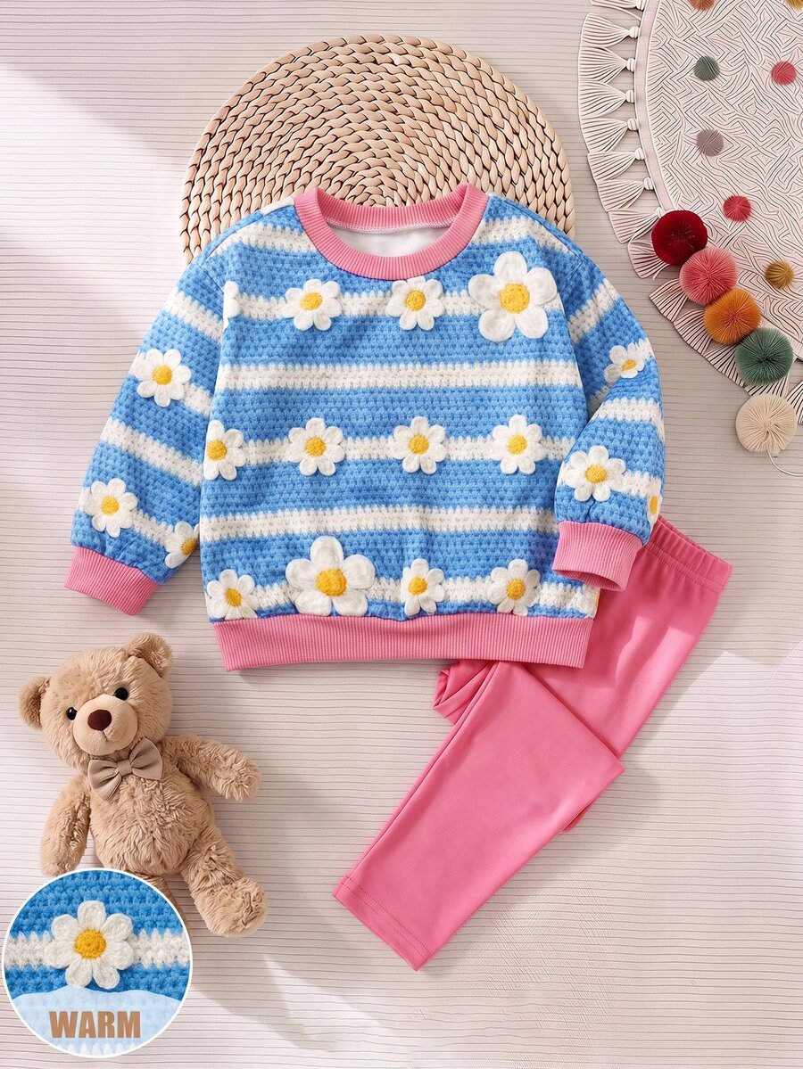 Set od 3 komada za devojčice, udobna jesenja/zimska moda, svež i sladak stil princeze
