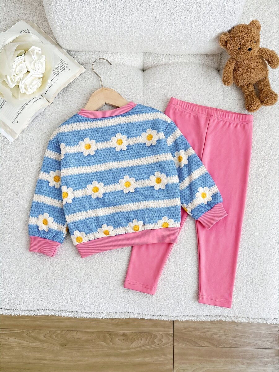 Set od 3 komada za devojčice, udobna jesenja/zimska moda, svež i sladak stil princeze