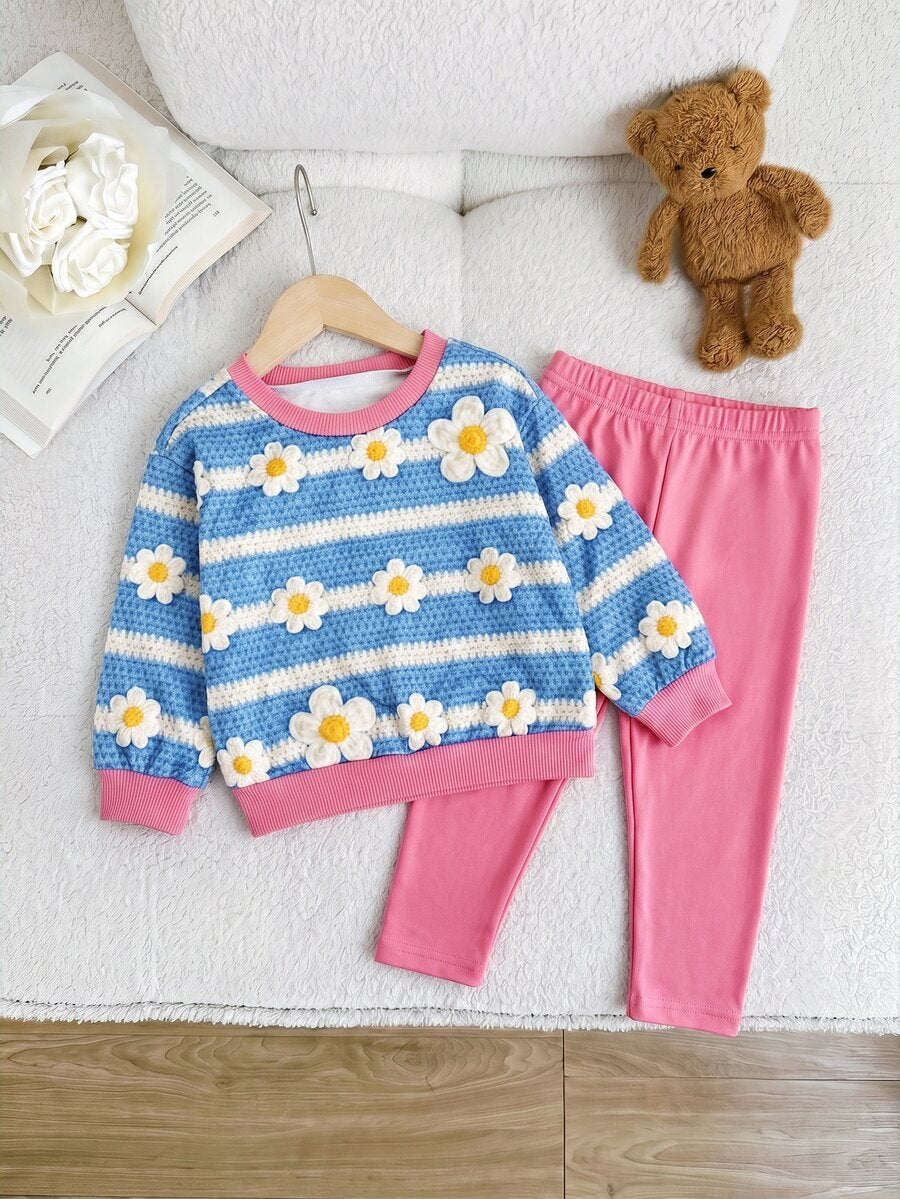 Set od 3 komada za devojčice, udobna jesenja/zimska moda, svež i sladak stil princeze