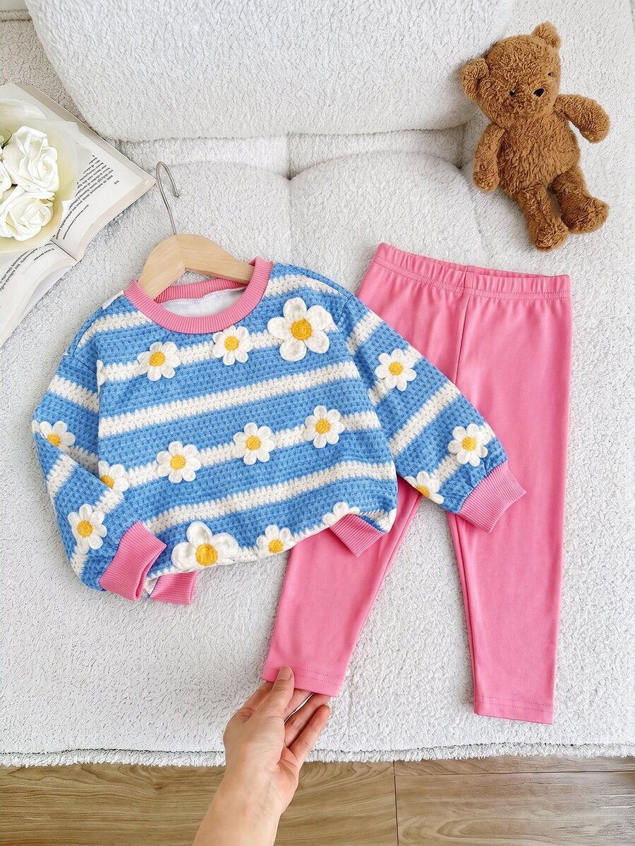 Set od 3 komada za devojčice, udobna jesenja/zimska moda, svež i sladak stil princeze