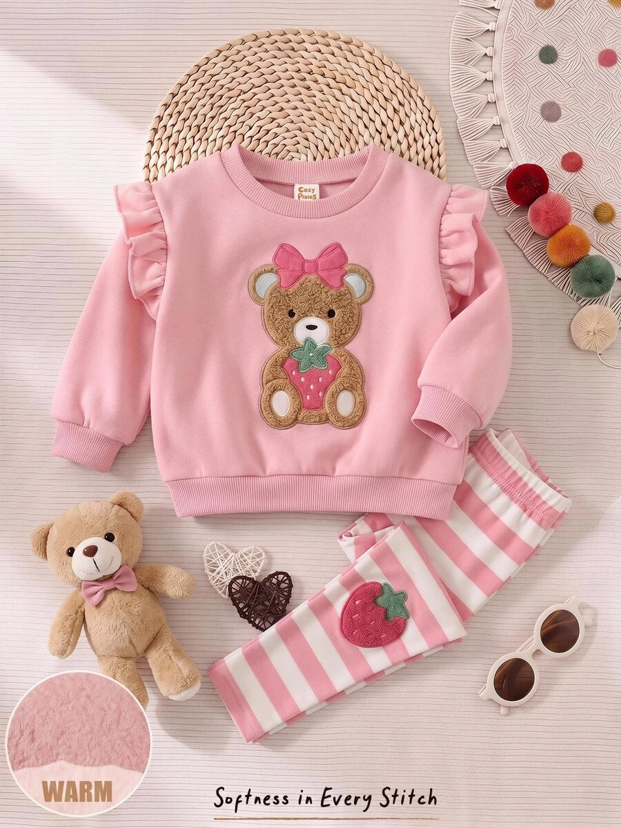 Set od 3 komada za devojčice, udobna jesenja/zimska moda, svež i sladak stil princeze