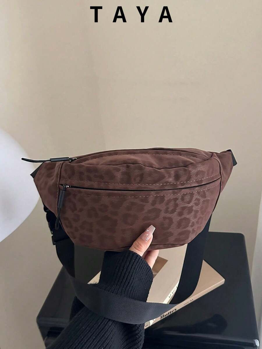 Torba za struk od prevrnute kože sa leopard printom, velikog kapaciteta