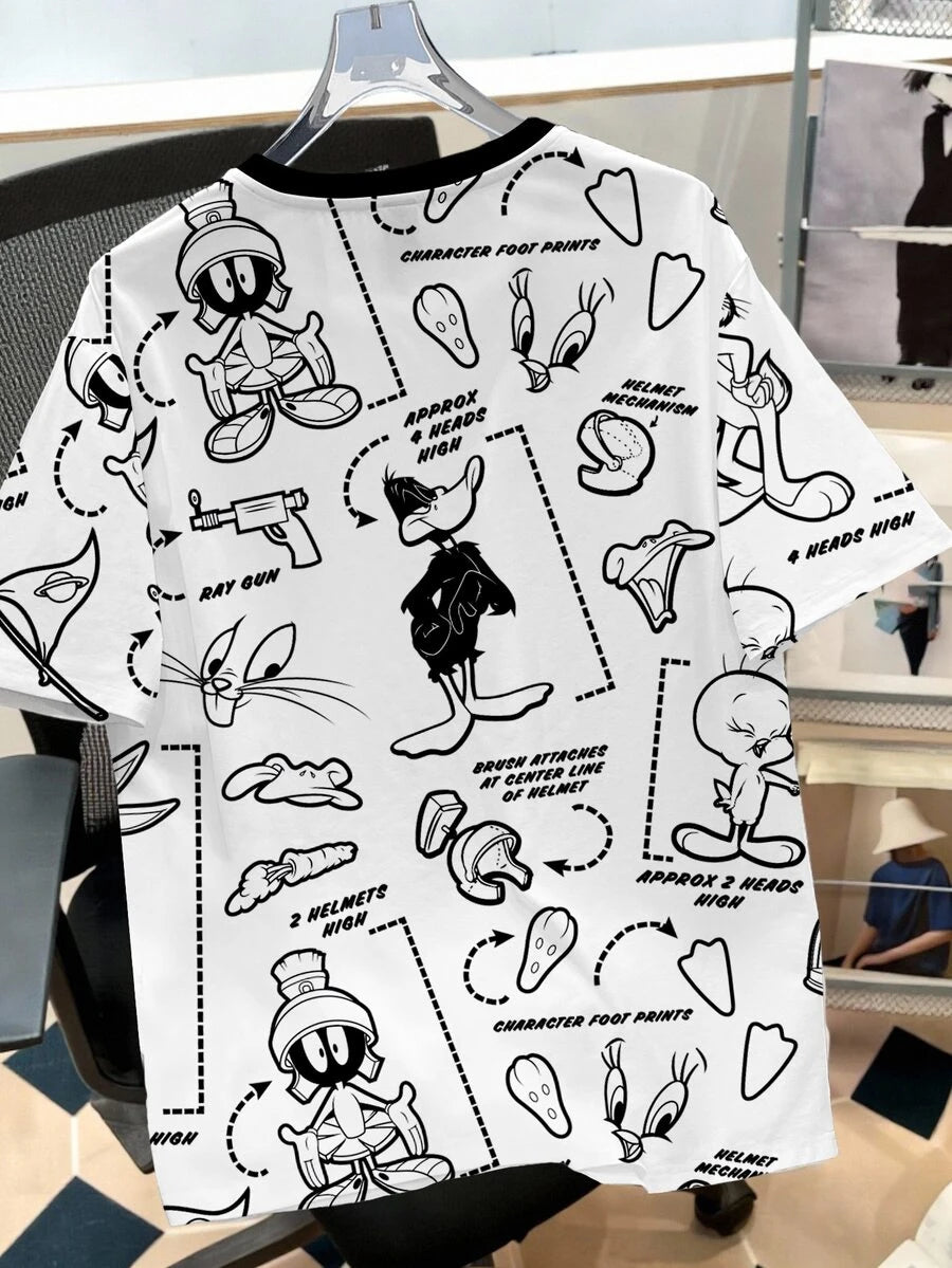 LOONEY TUNES Muška ležerna streetwear majica kratkih rukava sa crtanim printom