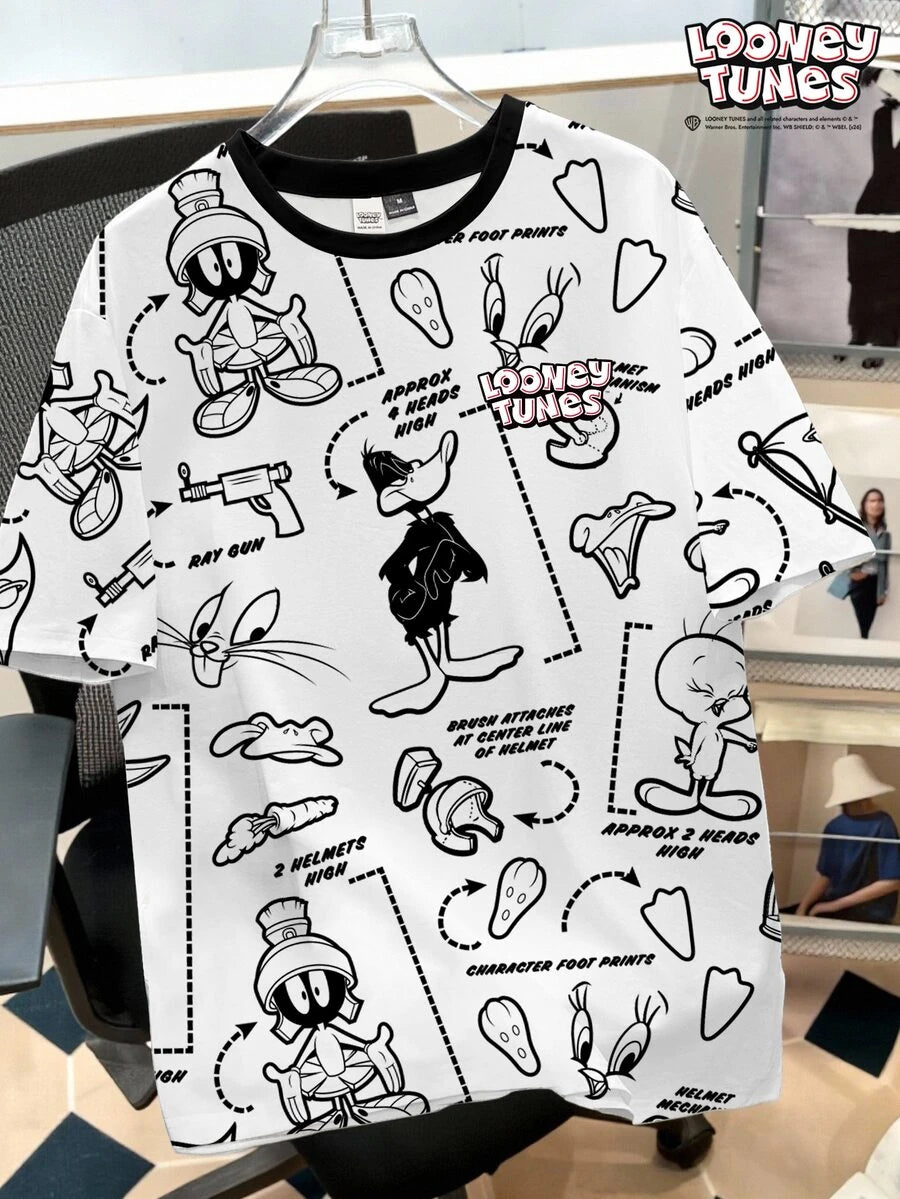 LOONEY TUNES Muška ležerna streetwear majica kratkih rukava sa crtanim printom