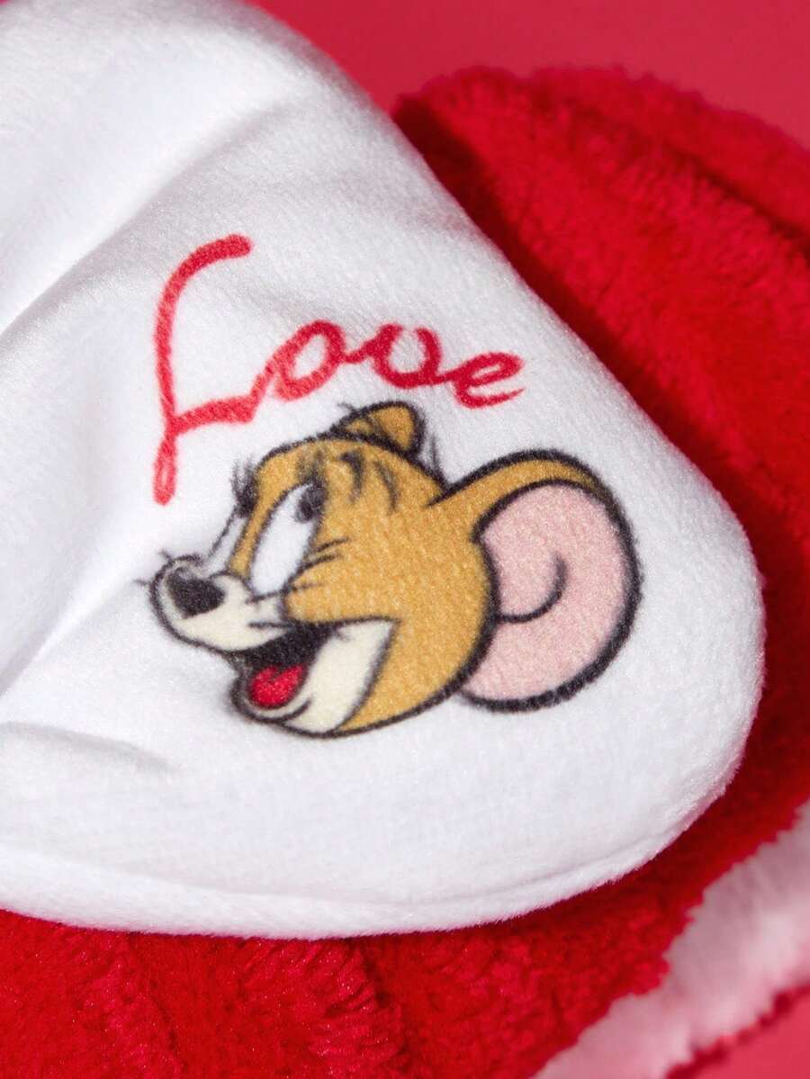 TOM & JERRY Plišana elastična traka za kosu sa mašnom i printom srca