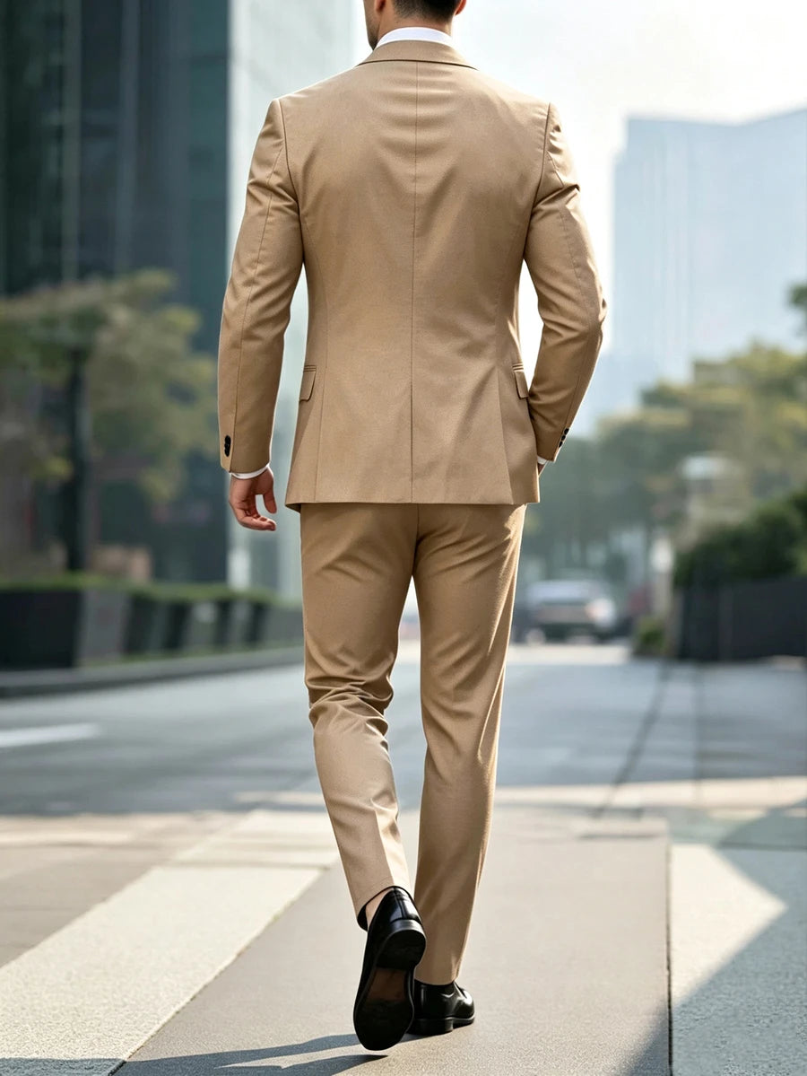 Muški set od sakoa i pantalona, slim fit, klasičan luksuzni stil, formalni, Old Money