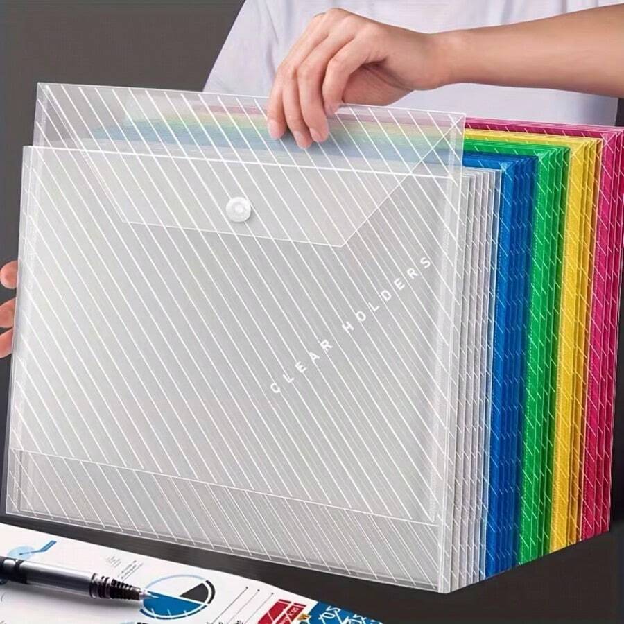 10 komada  šareni providni preklopni folder za dokumente, za A4 format