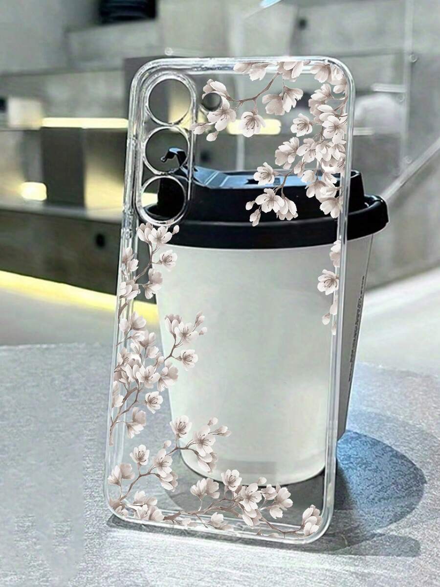 Pink Flower Elements modna zaštitna futrola za telefon, visoko transparentna sa cvetnim i cveta šljive motivima, kompatibilna sa iPhone, Galaxy A50/A12/A32/A52/A72/A51/A21S/A13/A14, 11 Youth Edition/12 Pro/12/12X, Note 11/