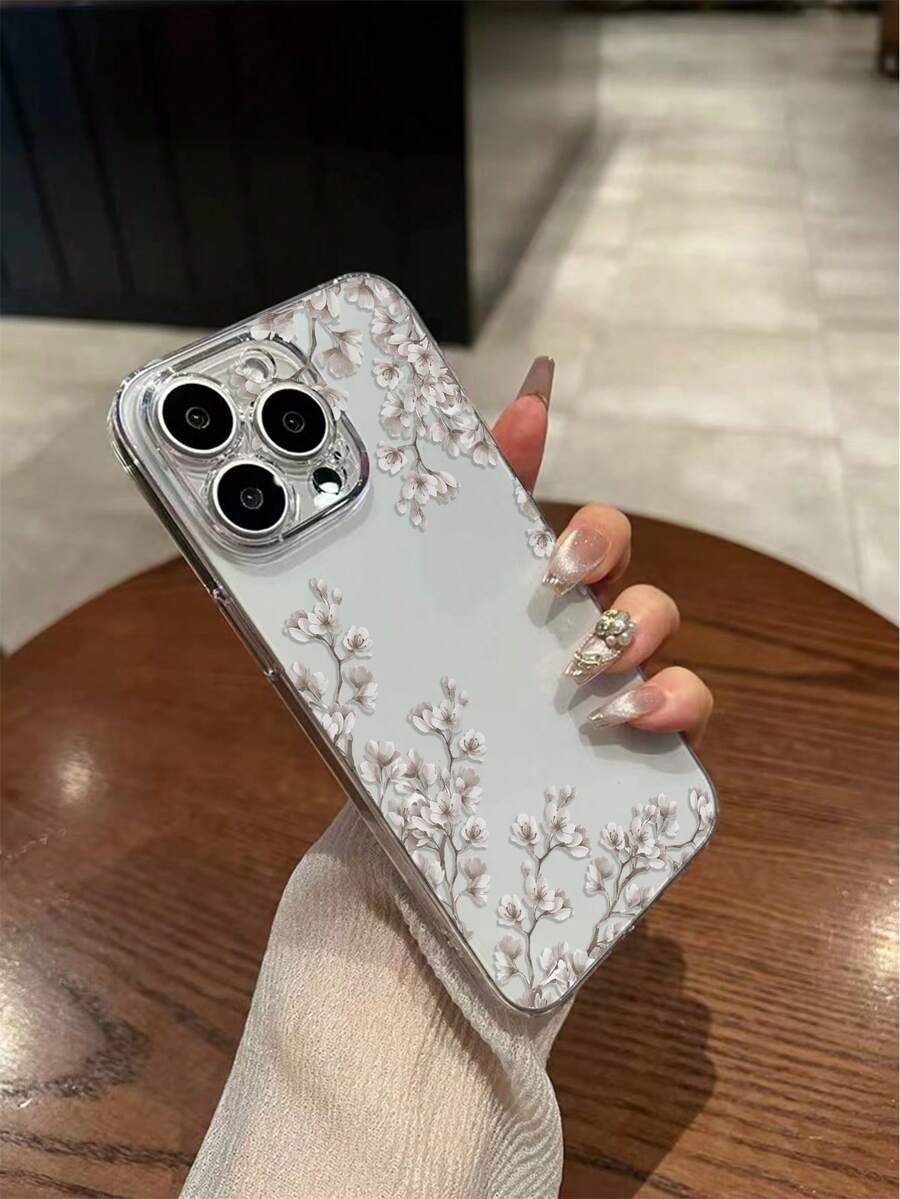 Pink Flower Elements modna zaštitna futrola za telefon, visoko transparentna sa cvetnim i cveta šljive motivima, kompatibilna sa iPhone, Galaxy A50/A12/A32/A52/A72/A51/A21S/A13/A14, 11 Youth Edition/12 Pro/12/12X, Note 11/
